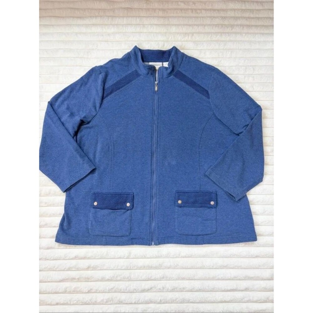 Alfred Dunner Blue Zip Front Jacket Women’s Plus Size 22W Textured Knit